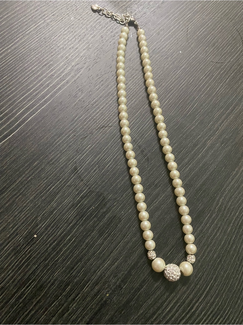 Carolee faux Pearl Beaded Necklace with Pavé Accent